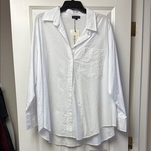 Oversized Women’s White Button Down Shirt Medium